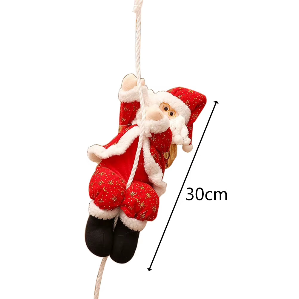 30CM Santa Claus Climbing Rope Ladder Plush Doll Christmas Decoration Pendant Figurine Hanging Ornament Xmas Tree New Year Decor