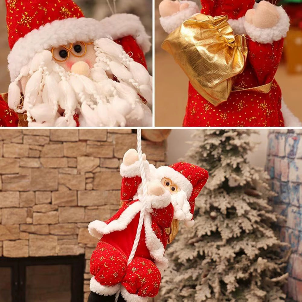 30CM Santa Claus Climbing Rope Ladder Plush Doll Christmas Decoration Pendant Figurine Hanging Ornament Xmas Tree New Year Decor