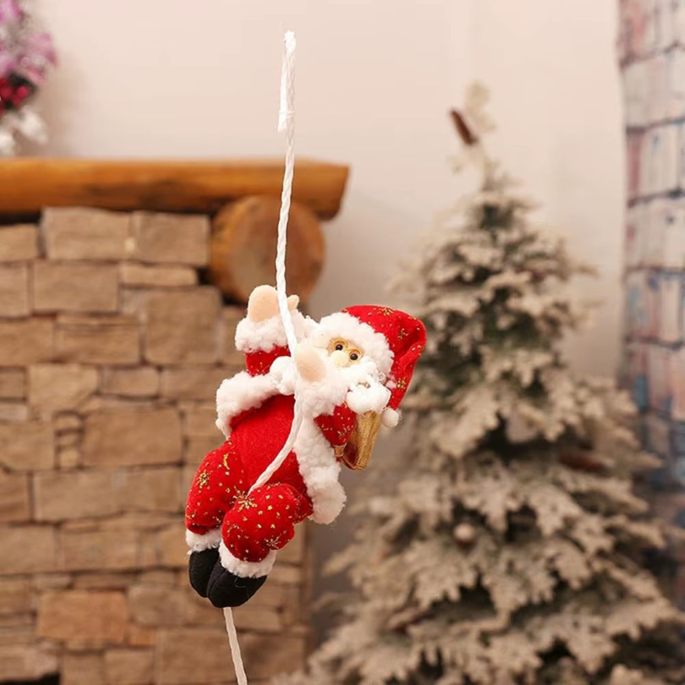 30CM Santa Claus Climbing Rope Ladder Plush Doll Christmas Decoration Pendant Figurine Hanging Ornament Xmas Tree New Year Decor