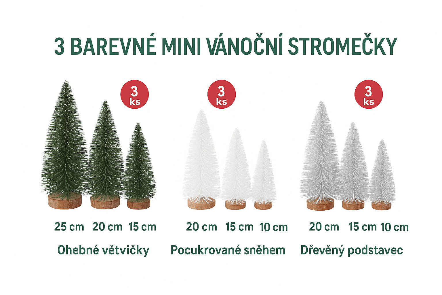 🎄 Sada 9 mini vánočních stromečků 🎄
